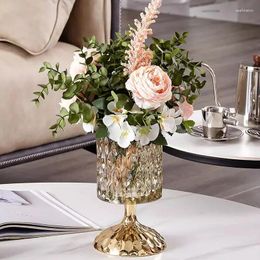 Vases en verre doré hydroponique Vase esthétique décoration moderne grand grand design transparent Floreros Luxury Home Decor