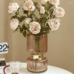 Vases Hydroponic Nordic Glass Vase Fleur décoration esthétique Transparent Small Tall Design Jarrones Vintage Home Decor WK50VA
