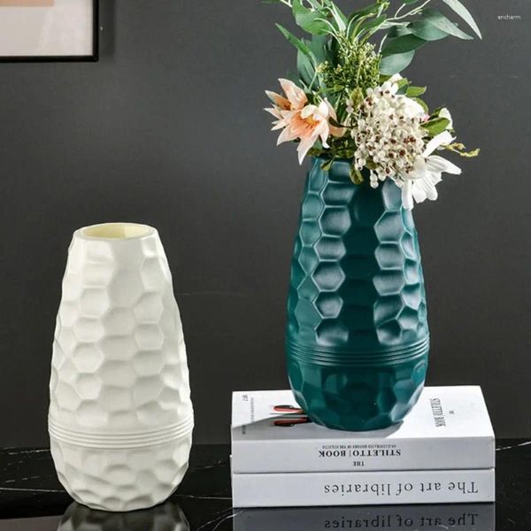 Vases Imitation Céramique Vase Vase Diamond En forme de couleur Couleur de couleur Conteneur en plastique Décoration du salon en plastique