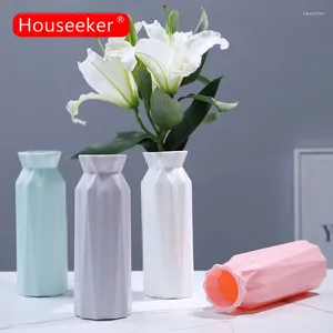 Vazen imitatie keramische bloem vaas klein plastic fles voor opstelling moderne witte pot hydrocultuur thuisdecoratie