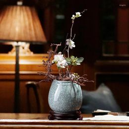 Jarrones | Implementar japonés Zen Arte Flower Brother Brother Kiln Small Origin Teahouse Ikebana Futing Artículos
