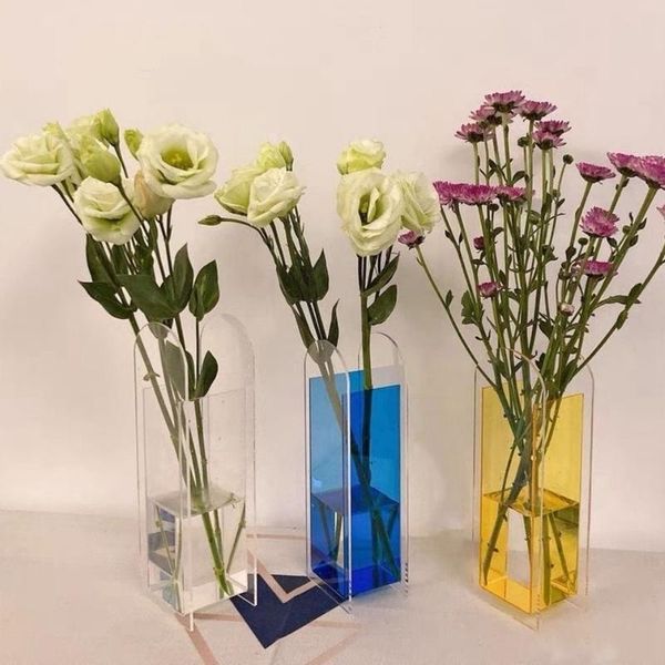 Jarrones Ins acrílico florero hidropónico Floral Simple contenedor de plantas soporte seco decoración de escritorio decoración del hogar