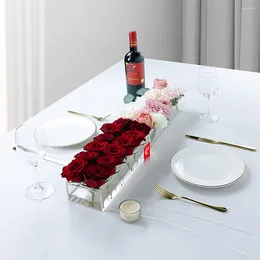 Vases Ins Acrylique Vase Transparent Rectangulaire de mariage Table Fleur Centre de fleurs Modern Desktop Dinner Home Decoration Oeuvre