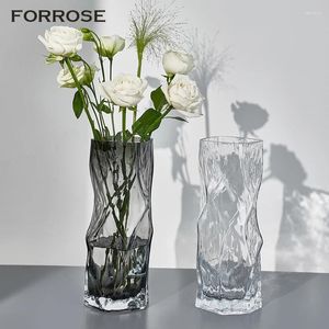 Vases Ins Glass Clear For Flowers Géométrie irrégulière Grande fleur Vase Centres de salon Bureau Bureau Décor moderne