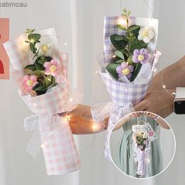 Vases Ins Crochet Flower Mini Flower bouquet fini Bouqeut avec sac cadeau Light String Flowers Tacked Flowers Gift For Guest