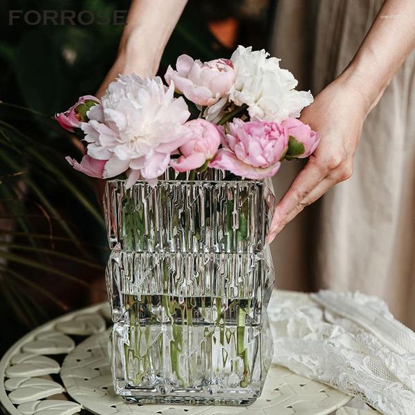 Vases ins moderne Vase Vase Luxury Crystal Clear for Home Office Tabletop Ornement Wedding Centres Decoration