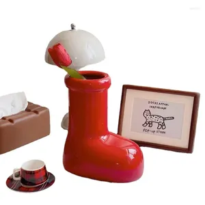 Vases Ins Niche Red Ceramic Shoes Creative High Beauty Home Room Room mignon ornements tendance