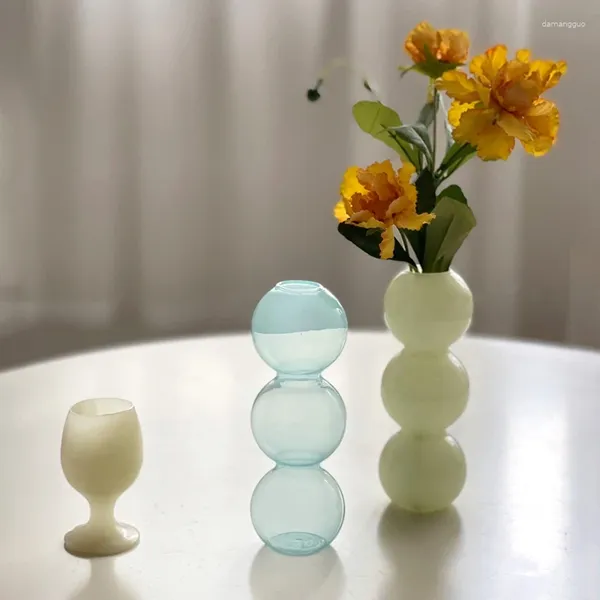 Vases Ins Nordic Glass Bouteilles de fleurs transparentes Gourde en forme de plante hydroponique Vase Creative Salon Décoration de bureau