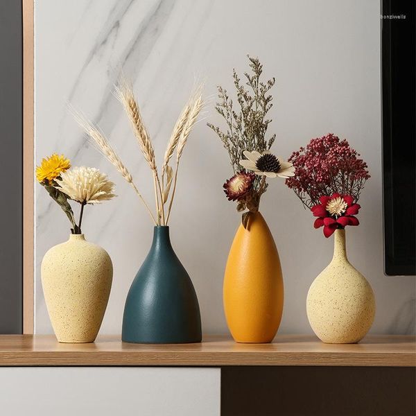 Vases INS Simple Vase Jingdezhen Céramique Creative Arrangement De Fleurs Fleurs Séchées Salon Maison Décoration De Bureau