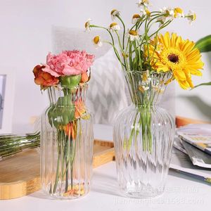 Vazen ins style licht luxe retro verticaal gestreepte glazen vaas huisdecoratie bloemen ambachtelijke decor