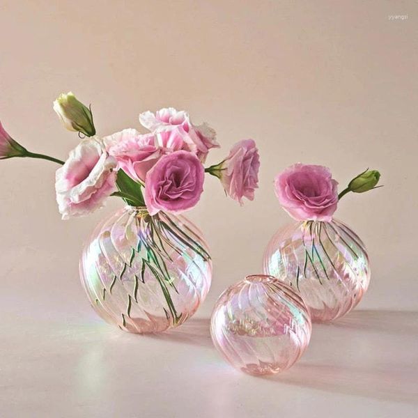 Vases Iridescente Ball Colorful Vase Glass Glass Living Room Room Pot de fleur Decor Home Tabletop Plantes
