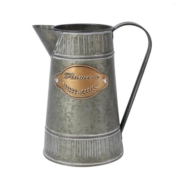 Vases Bucket de fleur de fer Pitcheur country vase de stockage Pot en métal seaux en étain