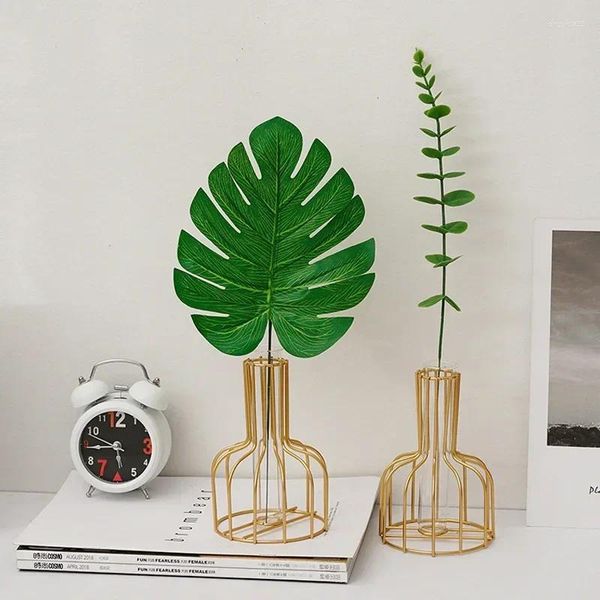 Vases Fer Nordique Verre Transparent Vase Ornements Maison Créative Simple Salon Arrangement De Fleurs Sèches Décoration En Gros