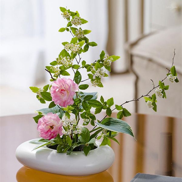 Vases japonais noir Vase Zen Style moderne Simple blanc en céramique fleur ornements salon bureau charnu pot de fleurs décor à la maison