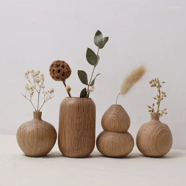 Vases épicerie japonaise en bois massif fleur séchée article en bois en bois inspire surprise du vent calme décoration décoration de maison