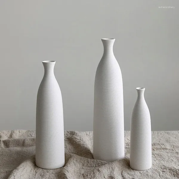 Vases Japonais Vase Fine bouche blanc céramique décoration salon
