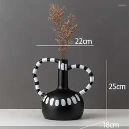 Vases JFBL 1PCS Résine Resin Vase Vase Black and White Spots Wave Point Flower Arrange Résumé Artisan pour la décoration de la maison A