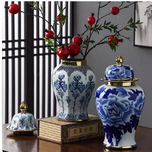 Vases Jingdezhen bleu et blanc porcelaine générale pot vase style chinois maison salon artisanat décoration