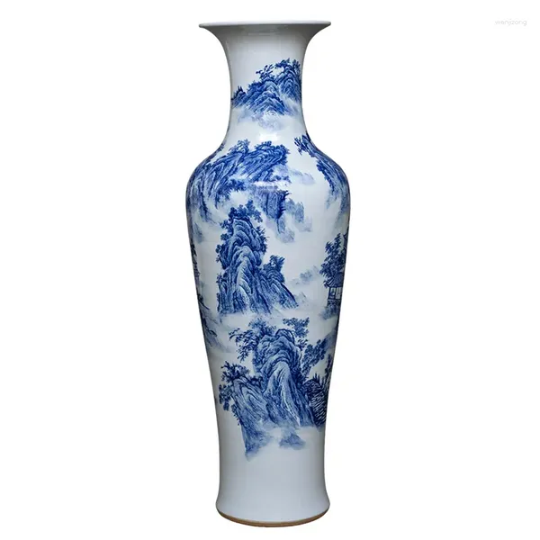 Jarrones Jingdezhen Cerámica Piso Florero Falso Antiguo Azul Y Blanco Botella De Porcelana Muebles De Sala Adornos