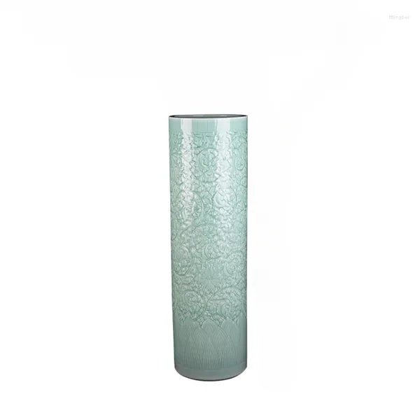 Vases Jingdezhen Vase de sol en céramique sculpté à la main céladon carquois salon bouteille en porcelaine décoration