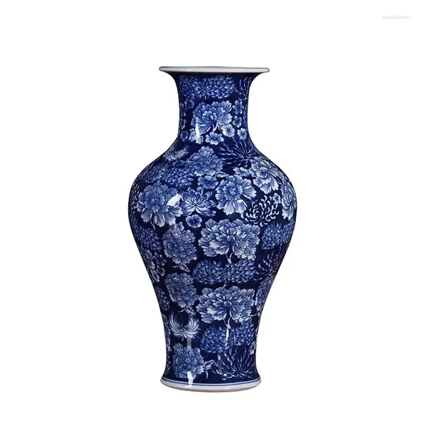 Vases Jingdezhen en céramique ornements peints à la main en porcelaine bleu et blanc accessoires de décoration de maison de la maison dispositif de fleurs
