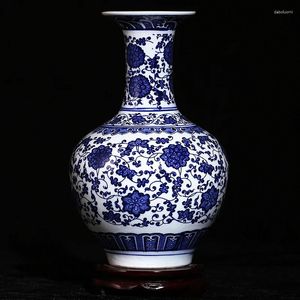 Vases Jingdezhen en céramique Vase Vase bleu et blanc porcelaine antique domestique maison artisanat classique Chine décorée