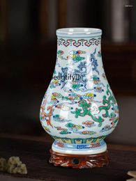 Jarrones Jingdezhen jarrón de cerámica decoración chino retro pintado a mano azul y blanco porcelana estante de curiosidades