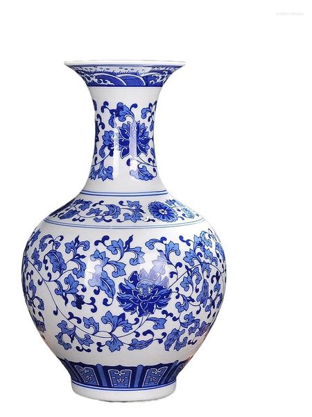 Vases Jingdezhen en céramique Vase Decoration Porche Arrangement de cadeaux en porcelaine bleu et blanc affichage de haut niveau grand