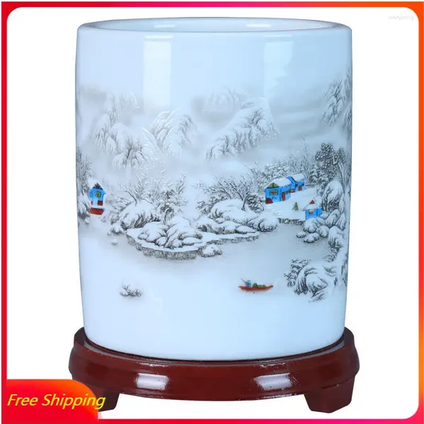 Vases Jingdezhen en céramique Vase Holder Decoration Desktop décoration chinois Creative Craft Modern Home Decor