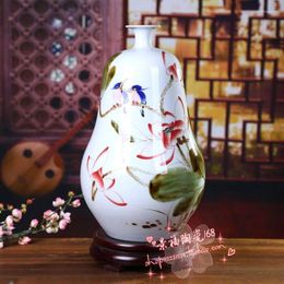 Vases Jingdezhen en céramique Vase en porcelaine Décoration Art Gourde naturel Kiln de meubles et ornements modernes