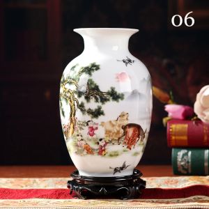 Vases Jingdezhen Vase en céramique petit bureau Arrangement de fleurs chinois Vase Collection Art coloré Design porcelaine Vases décor