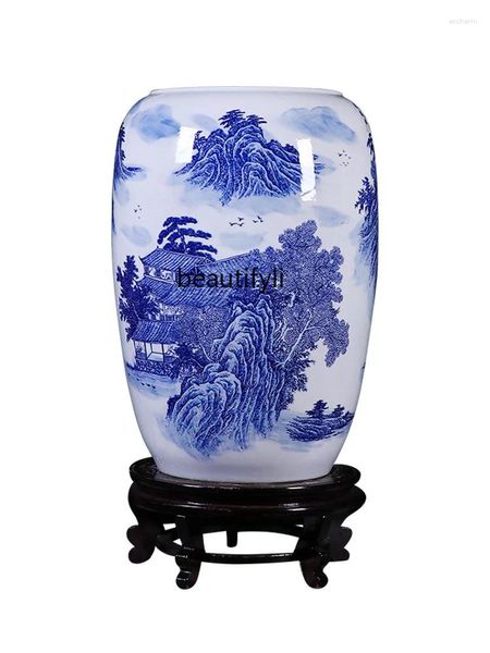 Vases Jingdezhen Ceramics Floor grand vase Cylinder Study Study Calligraphie et peinture Barrel Storage
