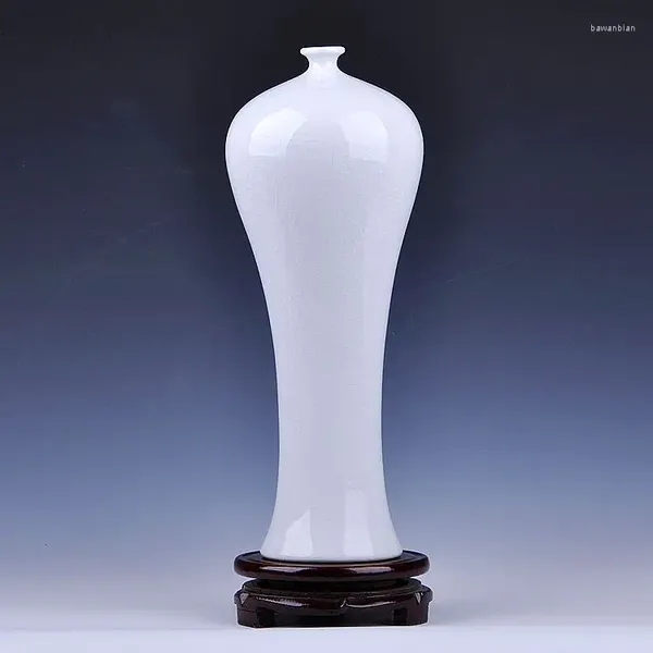 Jarrones Jingdezhen Ceramics White Glaze Bottle Bottle Crack Borneol Beauty Home Mobornado Sala de decoración