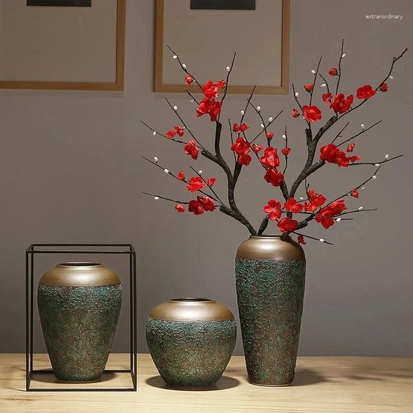 Jarrones Jingdezhen, jarrón decorativo de cerámica de estilo chino, mueble de TV para sala de estar, arreglo floral, mesa Zen, adornos secos