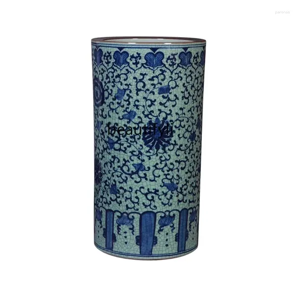 Vases Jingdezhen Vase de sol Carquois Peinture et calligraphie Pot d'étude Baril Vintage Ornements en porcelaine