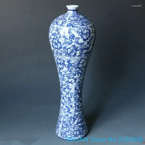 Vases Jingdezhen Porcelain Collection Vase Blue et blanc Vase antique Longevité Pêche Plum High Foot