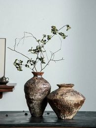 Vasi Jingdezhen Vento Silenzioso Decorazioni Zen Vaso in ceramica grande e grossolana Disposizione a mano Vasi in porcellana retrò 231208