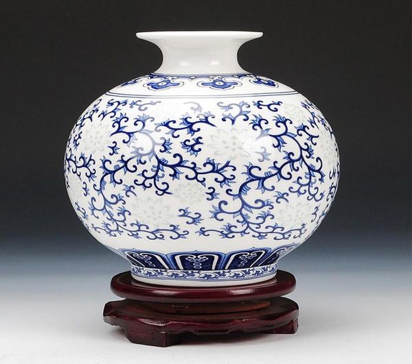 Vases Jingdezhen – Vase à grenade en porcelaine à motif de riz, Antique, en os bleu et blanc, décoré en céramique 6783658