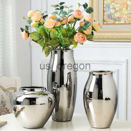 Vases Jingdezhen argent vase en céramique salon meuble TV armoire à vin ornements créatifs européens doux ameublement art cadeaux x0821