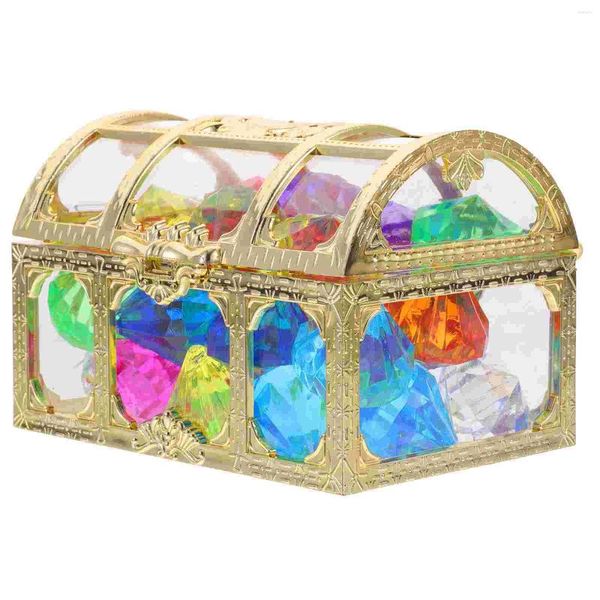 Jarrones para niños joyas chicas caja de cristal tesoro gemas de diamante acrílico plástico gran regalo de color falso