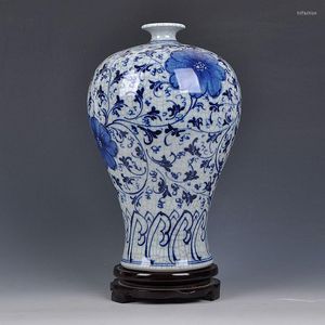Vases King Of Connaught Jingdezhen Céramique Peinte Sous Glaçure Bleu Et Blanc Porcelaine Fleur Artisanat Ameublement Antique Ameublement