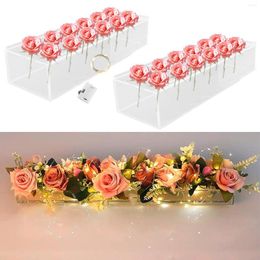 Vazen L acryl bloemenvaas helder rechthoekig bloemen decoratief 30 cm lang langwerpig rechthoekig middenstuk met licht