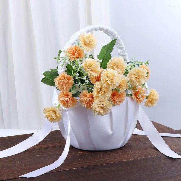 Vases Lace Ribbon Bouquet Candies Container Western Wedding Supplies Flower Girl Basket Party décor