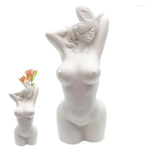 Jarrones Lady Body Vase Mujeres Forma Boho Escultura de resina decorativa Mujer para el hogar Arte Planta Maceta Centro de mesa Mesa