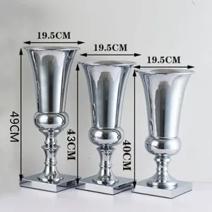 Vases Grand Luxe Superbe Argent Fer Fleur Vase Urne Table De Mariage Pièce Maîtresse