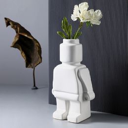 Jarrones Florero artificial de gran tamaño Decoración de la habitación del hogar Decoración de mesa Adornos de cerámica Robot Esculpir Figuras Europa Estilo moderno 231120