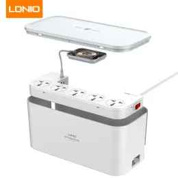 Vases Ldnio USB Power Strip 5 Universel 3 Ports USB Prise de Courant avec Chargeur sans Fil 15 W Protecteur de Surtension Adaptateur de Prise de Bureau à Domicile