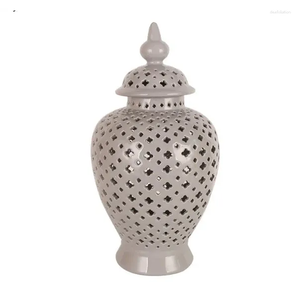 Vases Vase en céramique gris clair décoration maison comptoir artisanat pot de rangement salon simulation fleur arrangement accessoires