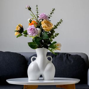 Vases Lumière luxe Dehua Vase en céramique décoration de la maison el artisanat art corps féminin 231130