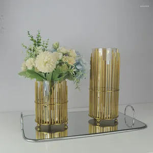 Vases Luxury Luxury Golden Very Vase Decoration Living Room Affiche de fleurs Table armoire en pot moderne Exquise Home Decor